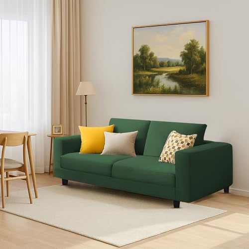 Image of Galib 2 Seater Sofa Set for Living Room (Green Fabric) Premium Fabric Sofa Set