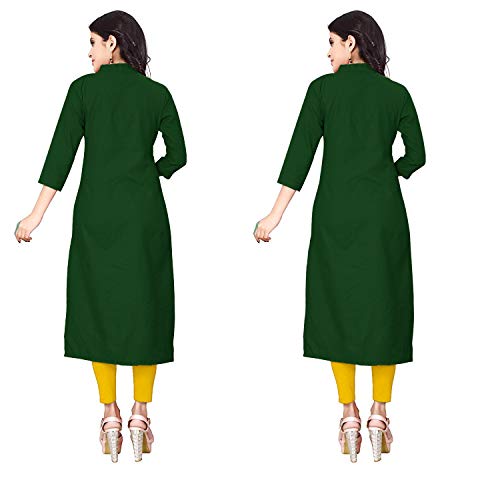 Image of NATEK Women's Cotton Straight Plain Kurtis Combo Pack of 2