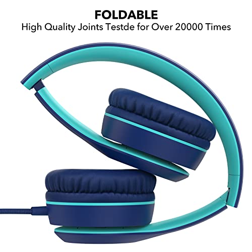 Rorsou K5 Kids Headphones With Microphone For Shchool, Volume Limiter 85/94Db, Foldable Stereo Tangle-Free 3.5Mm Jack Wired Cord On-Ear Headphones For Children/Boys/Girls/Kindle/Tablet/Mp3/4 (Blue) #TOP1