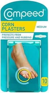 Compeed Corn Medium Size Plasters, 10 Hydrocolloid Plasters, Foot Care, Fast Natural Corn Removal, Dimensions: 1.7 cm x 6.0 cm
