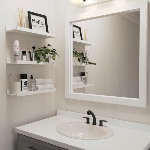 DOLLFIO Floating Shelves Set of 6, White Wall Shelves with Lip, Display Shelves for Wall Decor, Modern Picture Ledge for Living Room, Bedroom, Nursery, Bathroom, Pictures, Books, Plants- White - Thumbnail 4