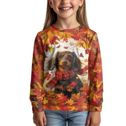 Image of Girls Long Sleeve Shirts Casual Crewneck Soft T-shirts for Girls 3-16 Years Old