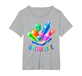 Gacha Life Crystal Gems Cute Anime Gamer T-Shirt, Women's Plus, Heather Grey, 2X