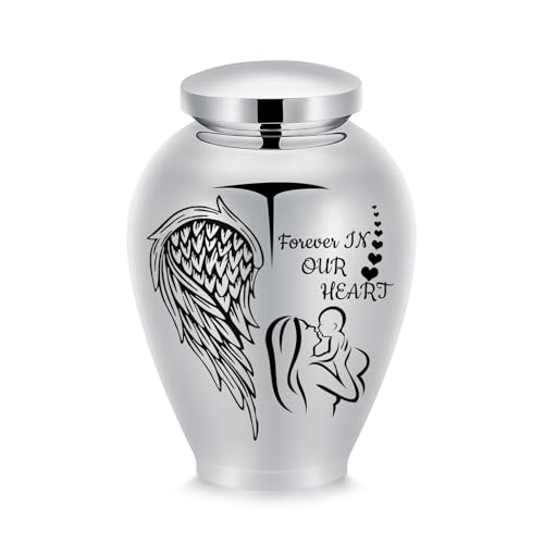 Minicremation 8.26x5.63 Inch Large Urns for Human Ashes Stainless Steel Keepsake Urns for Humans/Pets Ash Memorial Keepsake Decorative Cremation Urns