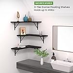 NATURE'S SOURCE Corner Floating Shelves Set of 3, Corner Shelves Wall Mounted, for Bedroom Kitchen Living Room Bathroom Office- Gothic Style (Black) - Image 5