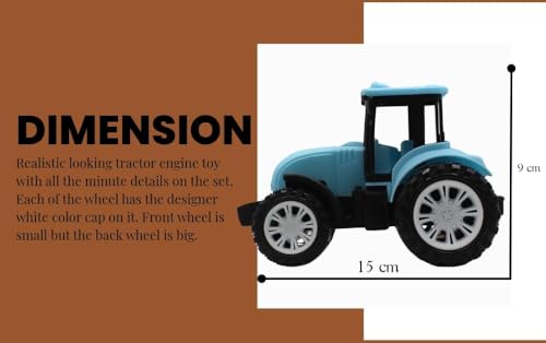 Image of Friction Powered Farm Tractor Toy for Kids Toddlers Boys Girls | Pull Back Medium Tractor Engine Vehicle Toy | Agriculture Tractor Toy Age 3+ | BIS Certified | Made in India | NeoKiddo (Sky Blue)