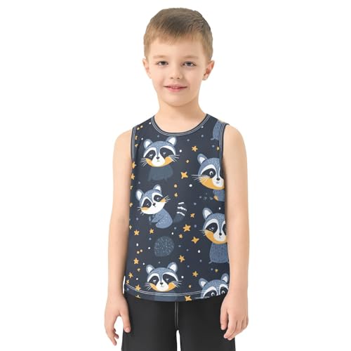 Boys Tank Top Shirts Cute Raccoon Animal Stars Sleeveless T-Shirts Crew Neck for Kids Clothing Children2