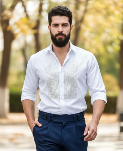 Image of IndoPrimo Men's Satin Shirt for Party, Formal and Casual Wear - Stylish and Trendy Designer Full Sleeve Shirt for Men