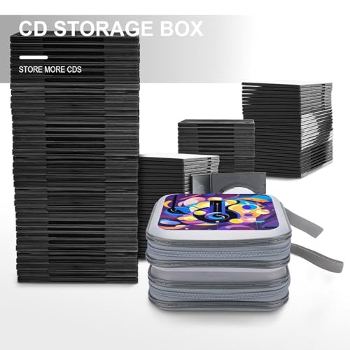 Funda para CD de música abstracta con capacidad para 40 discos y cremallera 7