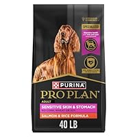Purina Pro Plan Sensitive Skin and Stomach Dog Food Dry, Adult Salmon & Rice Formula, Digestive Health - 40 lb. Bag