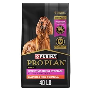 Purina Pro Plan Sensitive Skin and Stomach Dog Food Dry, Adult Salmon & Rice Formula, Digestive Health – 40 lb. Bag