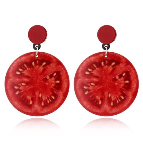 Acrylic Tomato Vegetable Ear Stud Red Cherry Fruit Stud Earring for Women Men Jewelry Gifts