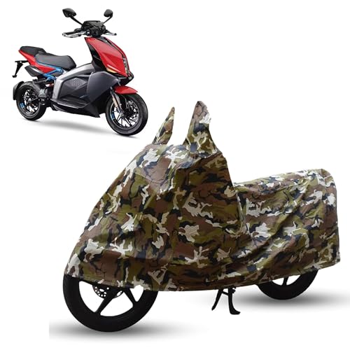 Image of Sulfar Bike Cover for TVS X (Electric Premium) | Waterproof, Dustproof & UV Protected | All Weather Two Wheeler Cover (Army Green) New 2026 Variants