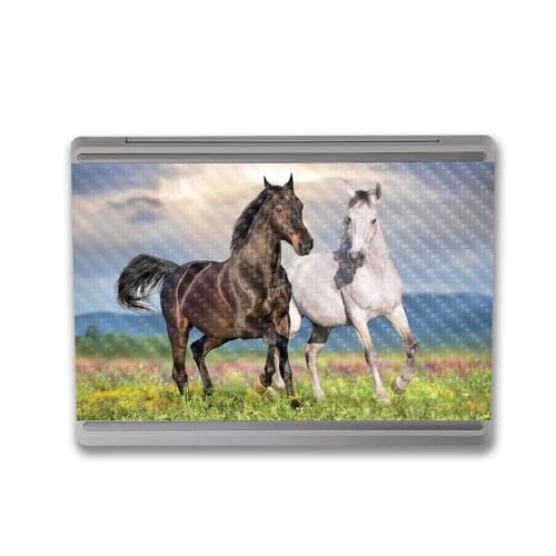 Image of MightySkins Carbon Fiber Skin Compatible with Microsoft Surface Laptop Go 3 (2023) Full Wrap Kit - Horse Contrast | Protective Durable Textured Carbon Fiber Finish | Made in The USA