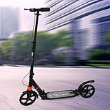 【Conduite sûre pour les grands et les petits】Les deux roues extra larges de 200 mm sont rembourrées en PU durable pour absorber les chocs et obtenir un glissement stable et uniforme dans des conditions de route complexes, le pont de scooter est poli mat pour être antidérapant. Avec une pédale de frein à rétropédalage, les enfants peuvent s'arrêter en toute sécurité et facilement