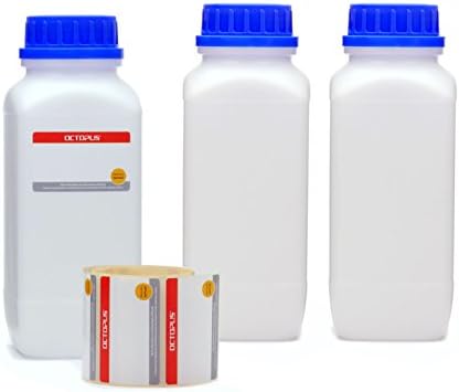 Octopus 3x 1000 ml wide mouth bottles with screw top, chemical bo...