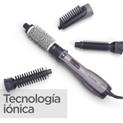 BaByliss Cepillo de Aire Multistyle - Cepillo Secador de pelo, Tecnología iónica antiencrespamiento, Sistema cerámico, 4 accesorios, Versátil, Seca, Alisa, Moldea, Agrega Volumen, negro, AS121E - imagen 4