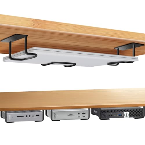 Under Desk Laptop Mount, Laptop Under Desk Mount 2.7 inches Tall Effective Space, Aluminum Under Desk Laptop Holder Dock Station for Laptop MacBook Dell OptiPlex PS4 Dell WD19 Mac mini M4 Dock & More