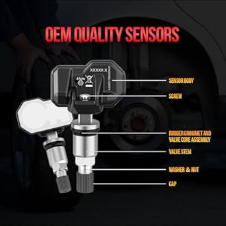 Launch TPMS Sensor, 2 in 1 Dual Frequency 315Mhz & 433Mhz Universal Programmable OEM TPMS RF-Sensor, Fit for Tire Pressure Monitoring System, Unlimited Programmability Press in 1 Sensor, Metal