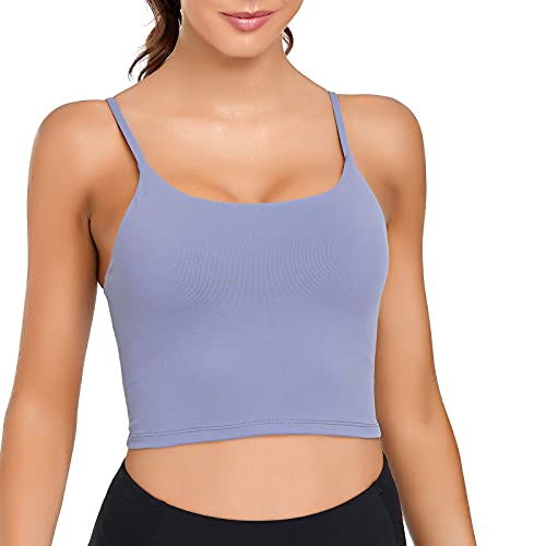 Lemedy Women Padded Sports Bra Fitness Workout Running Shirts Yoga Tank Top (L, Lavender)