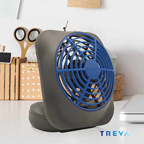 O2COOL Treva Ventilador de mesa portátil de 12 cm alimentado por bateria, 2 velocidades de resfriame