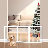 Foreng Extra Wide Clear Dog Gate 24' Tall Clear Acrylic Freestanding Dog gateTransparent Pet Gate for Doorways Stairs 3 Panel(55'-70' W)
