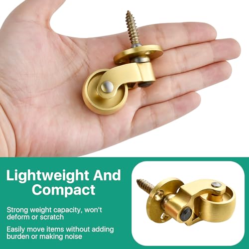 Set of 4 Heavy Duty Castor Wheels 25mm,Solid Brass 360°Swivel Wheels for Furniture, Universal Castors for Moving Furniture and Trolley
