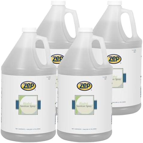 Zep Alcohol Hand Sanitizer Spray Refill - 1 Gallon (Case of 4) 90024-70% Ethanol-Based, Non-Foaming for Dispensers, Manufactured in the USA