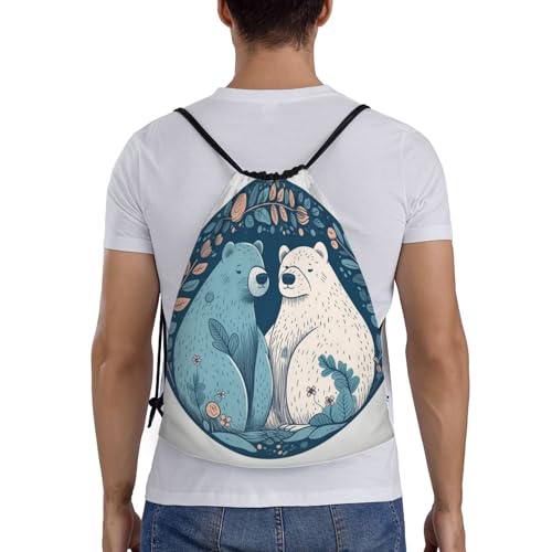Drawstring Bag Lightweight Small Gym Bag for Women Bear Pattern Soccer Backpack for Sports Travel2