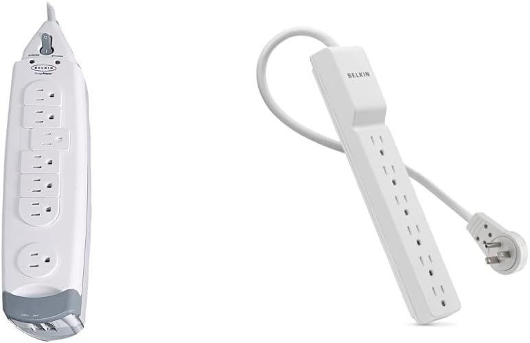 Belkin 7-Outlet SurgeMaster Home Series Power Strip Surge Protector with 12ft Cord, 1060 Joules, White & Power Strip Surge Protector : Electronics