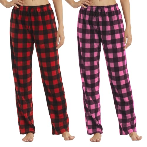 Pantalon de pyjama polaire femme à carreaux contre le froid nocturne