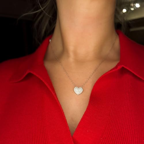 3/8 Carat Round Cut Lab Grown Diamond Cluster Classic Heart Pendant 925 Sterling Silver/10K Gold For Her With 18 Inch Chain (E-F-G, VS1-VS2, 0.40 c.t.w)3