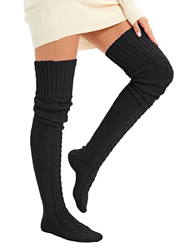 Image of Women's Thigh High Knitted Winter Boot Socks Vintage Extra Long Leg Warmer Over Knee High Stockings