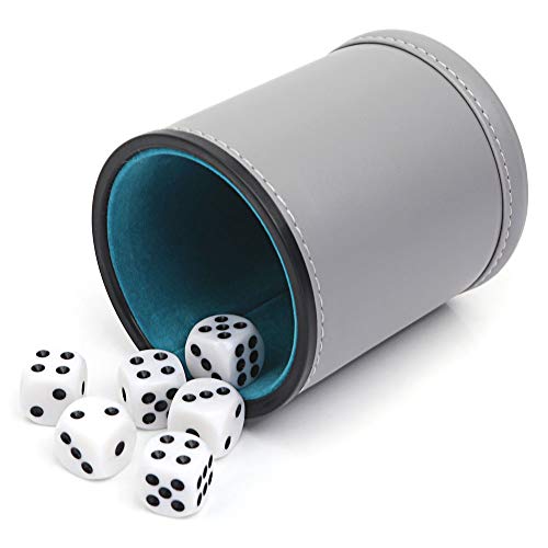 TUZAMA Felt Lined Professional Dice Cup - with 6 Dices Quiet for Yahtzee Game