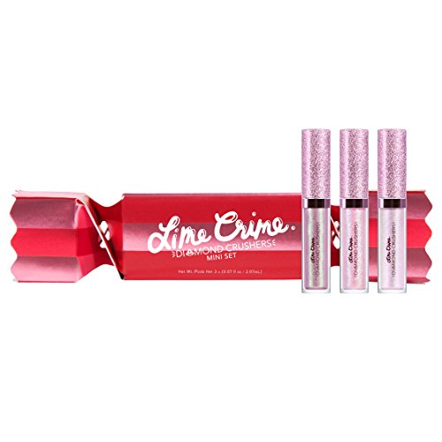 Lime Crime Diamond Crushers Holiday Cracker Box - GLINDA. Set of 3 Mini Diamond Crushers Highly Iridescent Makeup Topper - Pink Pearl, Choke, Acid Fairy (3 x 0.07 fl oz / 2.07ml)