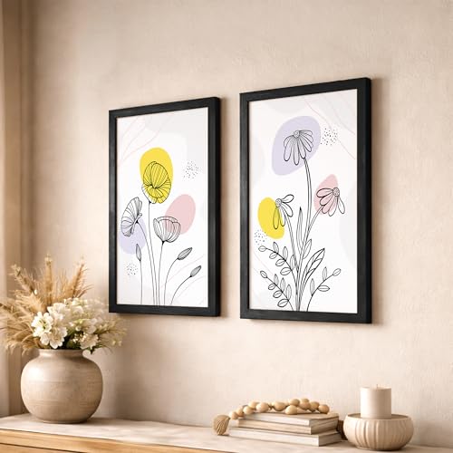 Image of NoWorries Paintings for living room, Frames for wall decoration (13x19inches) (Tropical Art) Floral theme framed for wall decor Set of 2 Big frames (Art-9)
