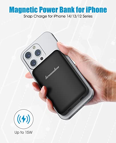 Luwuiden 5000Mah Magnetic Wireless Power Bank, Transparent Portable Iphone Charger, Ultra Slim Battery Pack W/Led Display, Emergency Wireless Charger, 20W Pd Fast Charge For Iphone 14/13/12 Series #TOP2