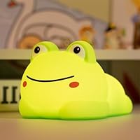 Night Light for Kids, 7 Color Changing Hedgehog Silicone Night Light with Timer, 3 Levels Dimmable Lamp, LED Rechargeable Bedside Nursery Lamp, Cute Animal Nightlight for Toddler Boys Girls (Frog)