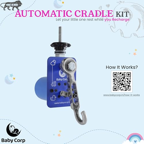 Image of Automatic Cradle Kit Stainless Steel for Baby Jhula Electric Swing Motor for Ghodiyu Palna | Adjustable Speed Control | 20KG Load | Shock Proof (Cradle Not Included) Made in India (Blue)