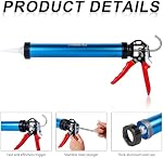 Three Enroulement Tube en aluminium bleu épargnant à l'énergie Gun de colle universelle, réutilisable pour prévenir le trempage, 12:1 Thrust, Gonflement uniforme (Deux pièces)
