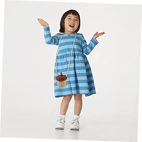 Beaupretty Mini Acorn Shaped Rattan Basket Crossbody Bag Woven Storage Purse for Travel Shopping Seaside Use4