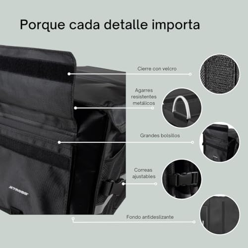 Limpure Organizador de Maletero para Coche con Asas de Aluminio + Organizador de Asiento Set Completo Plegable y Resistente Gran Capacidad y Material Impermeable - imagen 3