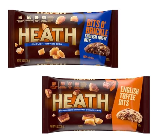 Heath English Toffee Bits Baking Chips And Bit O Brickle - Pack Of 2 - One Bag Of Each - Delicious Additions To Any Treat - Share With Friends And Family
