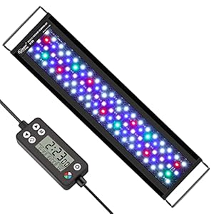 hygger Aquarium Beleuchtung, Aquarium LED Beleuchtung,Vollspektrum Aquarium Licht mit Monitor, 22W 24/7 Beleuchtungs Zyklus, 7 Farben, Einstellbarer Timer,3 Modus für 60-76cm Süßwasser Aquarien