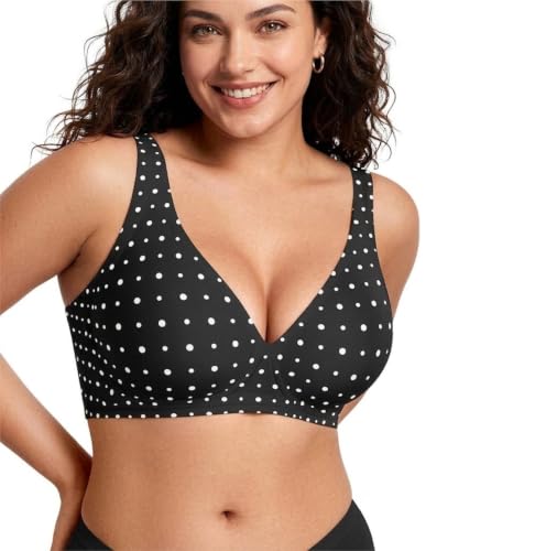 Image of Seamless Wireless Bra for Women | No Underwire Deep V Invisible T-Shirt Bra | 360 Support | Adjustable Straps | Soft Comfortable Everyday Bra