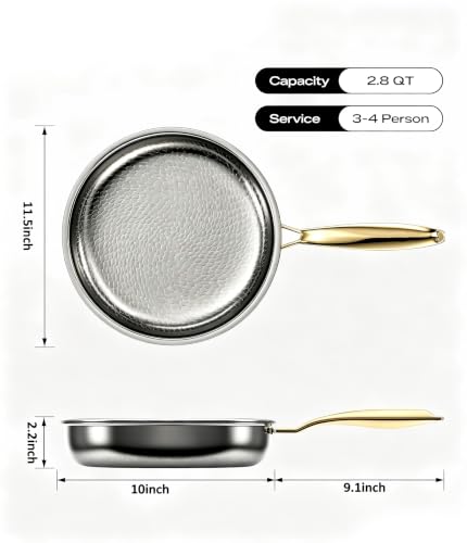 SYXUMLKLS Titanium Frying Pans for Cooking, No Coating Good for Health,Hammered Texture Design Nonstick, with Lid(12 Inch) - image 8