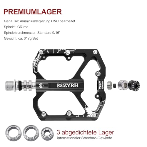 MZYRH Mountain Bike Pedals, 9/16 Inch 3 Bearing Bicycle Pedals - Image 3