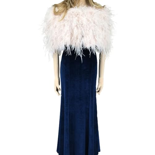 Women Ostrich Fur Feather Small Shawl Cape for Wedding for Party Bride Furry White Color Blush Fluffy Luxurious Romantic2