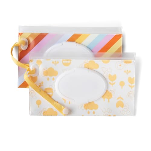Image of Disney Baby by J.L. Childress Reusable Wet Wipes Case Pouch - Refillable Baby Wipes Dispenser, Travel Essential for On the Go, Portable Holder with Wrist Strap - Winnie the Pooh, 2 Pack