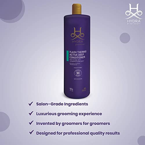 Image of Hydra Groomers Conditioner for Dogs and Cats | Easy Rinse Pet Conditioner with Grape Seed Oil & Oatmeal Extract | Enhances Shine, Softness & Coat Manageability (Flash Active Deep Conditioner)
